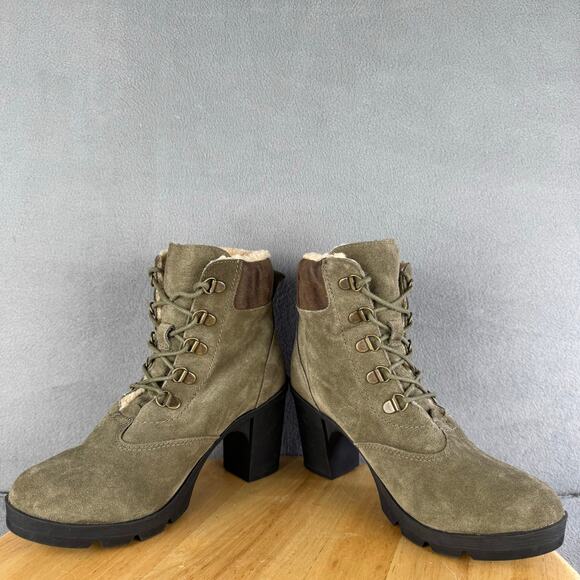 Bearpaw Marlowe Olive Suede/Sherpa Lined Winter Ankle Boots Women’s Size 6.5 US - Picture 5 of 8